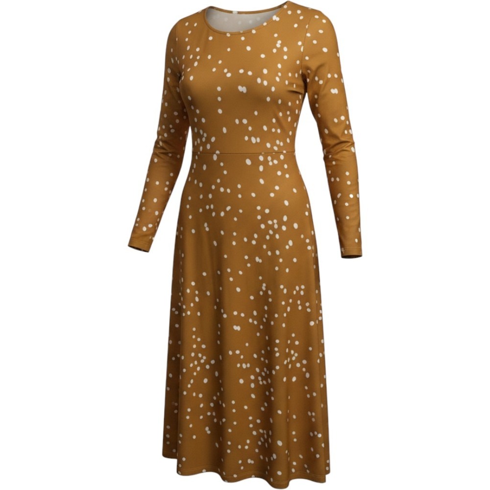 Dainty Jewells Polka Dot Dress S Mustard Yellow White Modest Long Sleeve Midi
